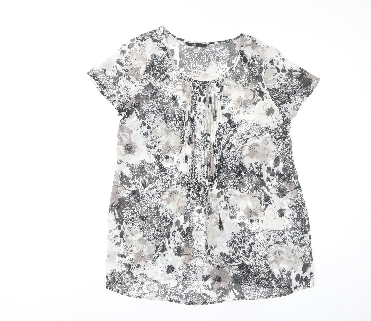 BM Collection Women's Multicoloured Floral Chiffon Blouse Size 14