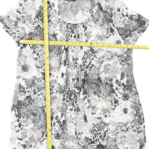 BM Collection Women's Multicoloured Floral Chiffon Blouse Size 14
