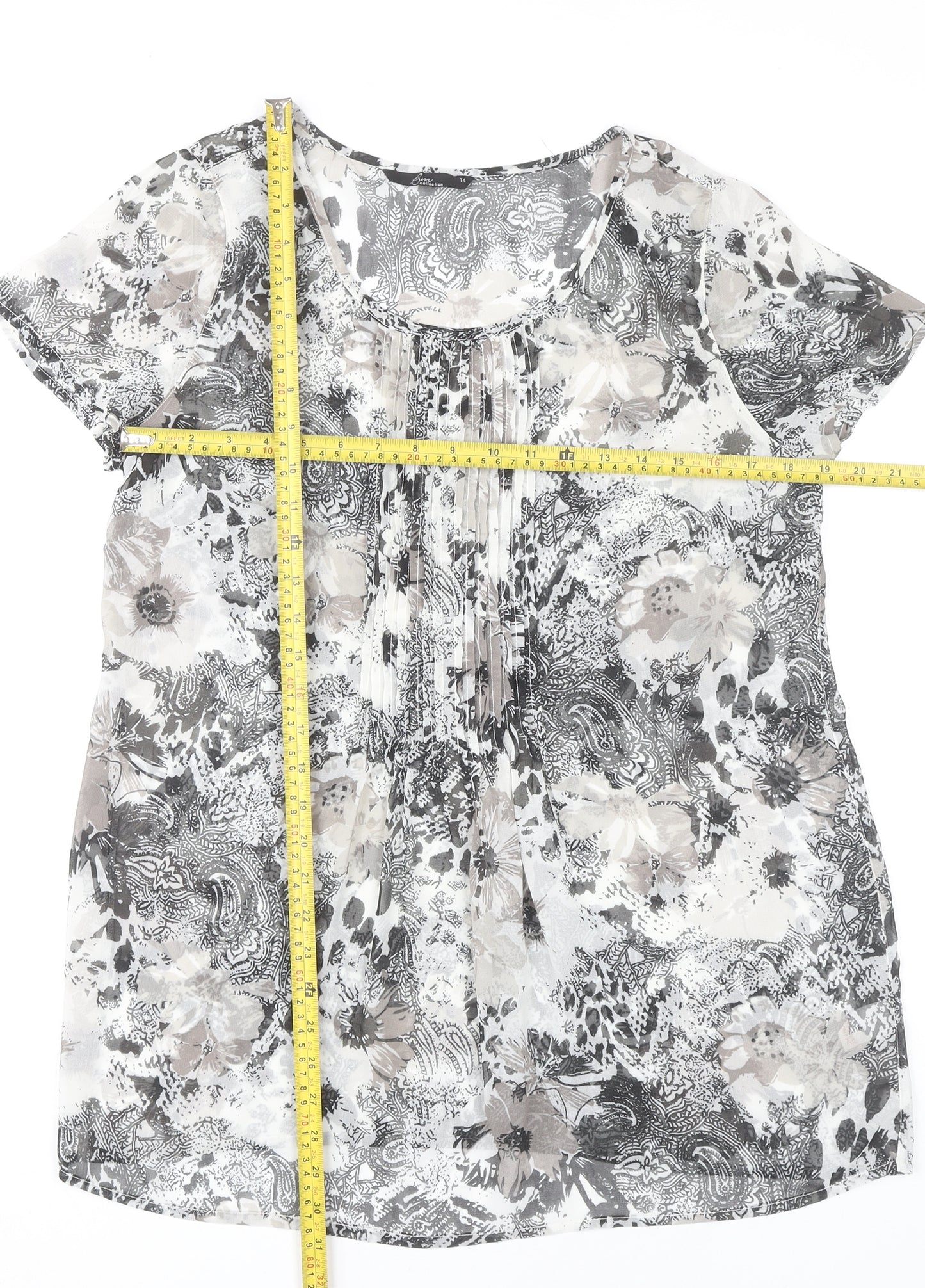 BM Collection Women's Multicoloured Floral Chiffon Blouse Size 14