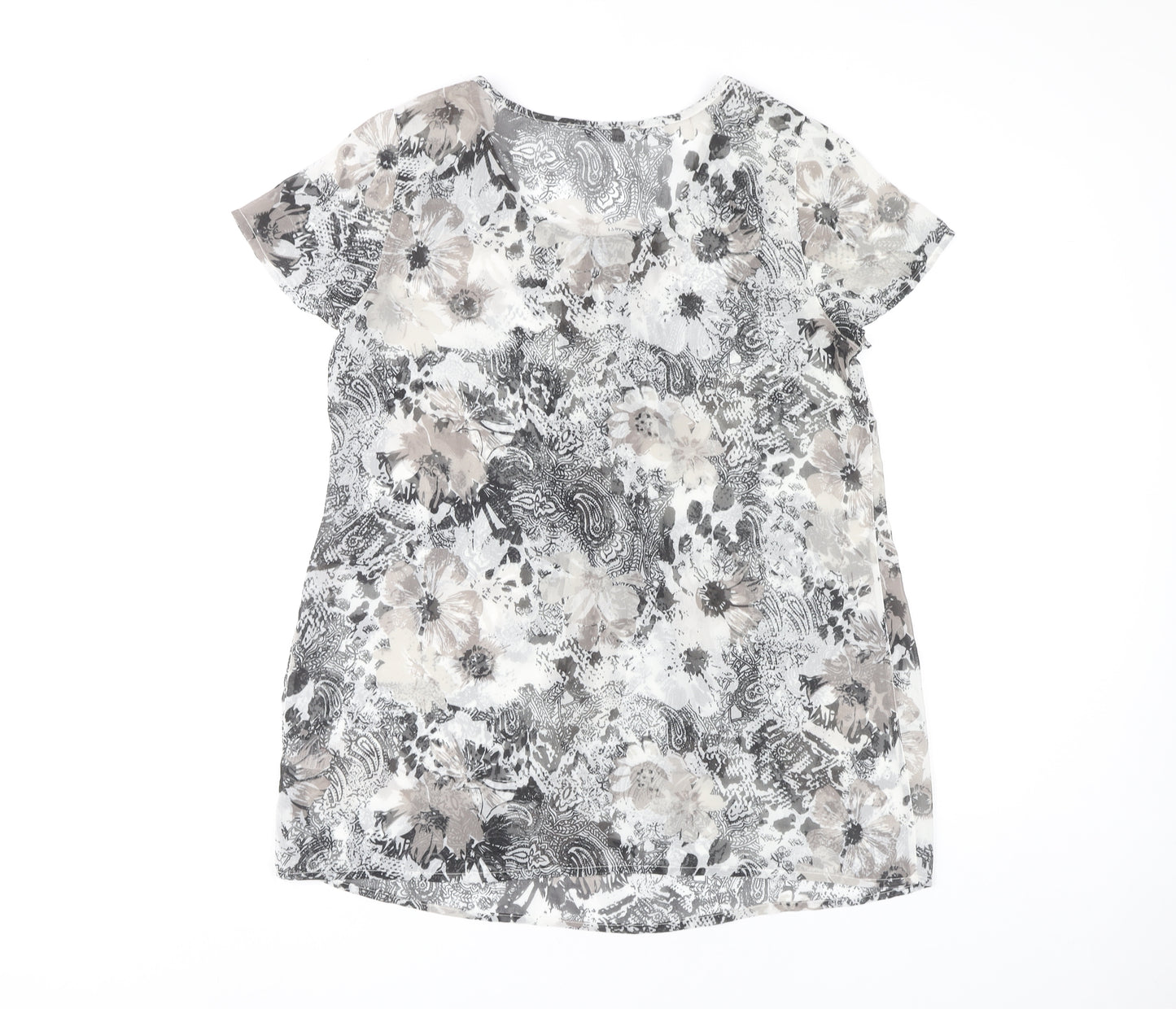 BM Collection Women's Multicoloured Floral Chiffon Blouse Size 14