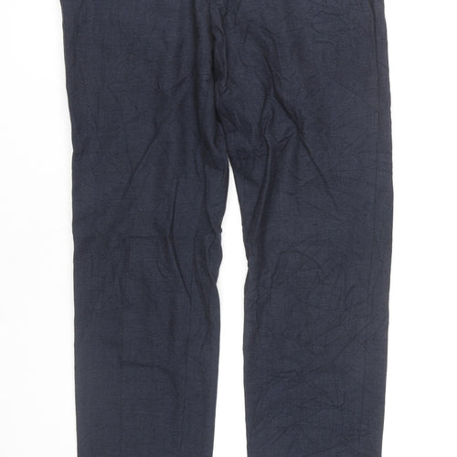 Hugo Boss Men's Blue Check Wool Blend Dress Trousers L 36W 32L