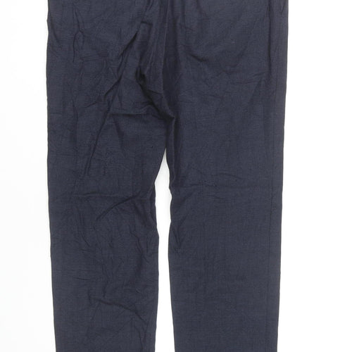 Hugo Boss Men's Blue Check Wool Blend Dress Trousers L 36W 32L