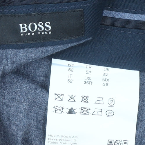 Hugo Boss Men's Blue Check Wool Blend Dress Trousers L 36W 32L