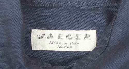 Jaeger Men Blue Cotton Long Sleeve Button-Up Shirt M 42in