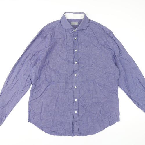 Jaeger Men’s Purple Geometric Cotton Regular Fit Dress Shirt XL 17in