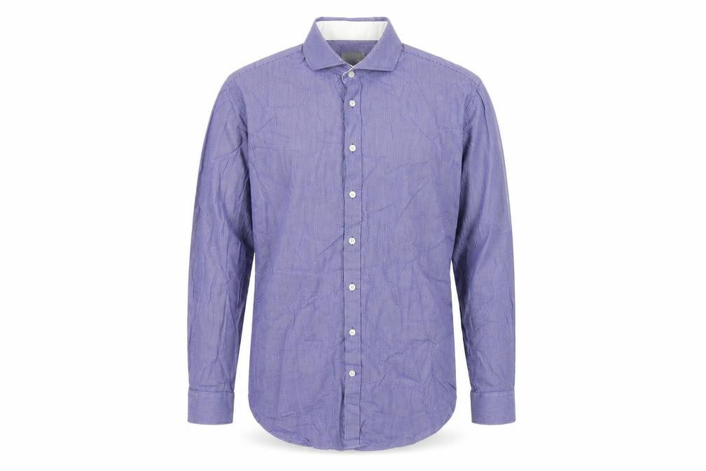 Jaeger Men’s Purple Geometric Cotton Regular Fit Dress Shirt XL 17in