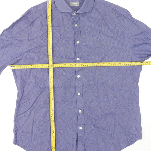 Jaeger Men’s Purple Geometric Cotton Regular Fit Dress Shirt XL 17in