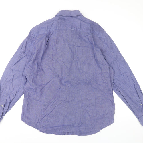 Jaeger Men’s Purple Geometric Cotton Regular Fit Dress Shirt XL 17in