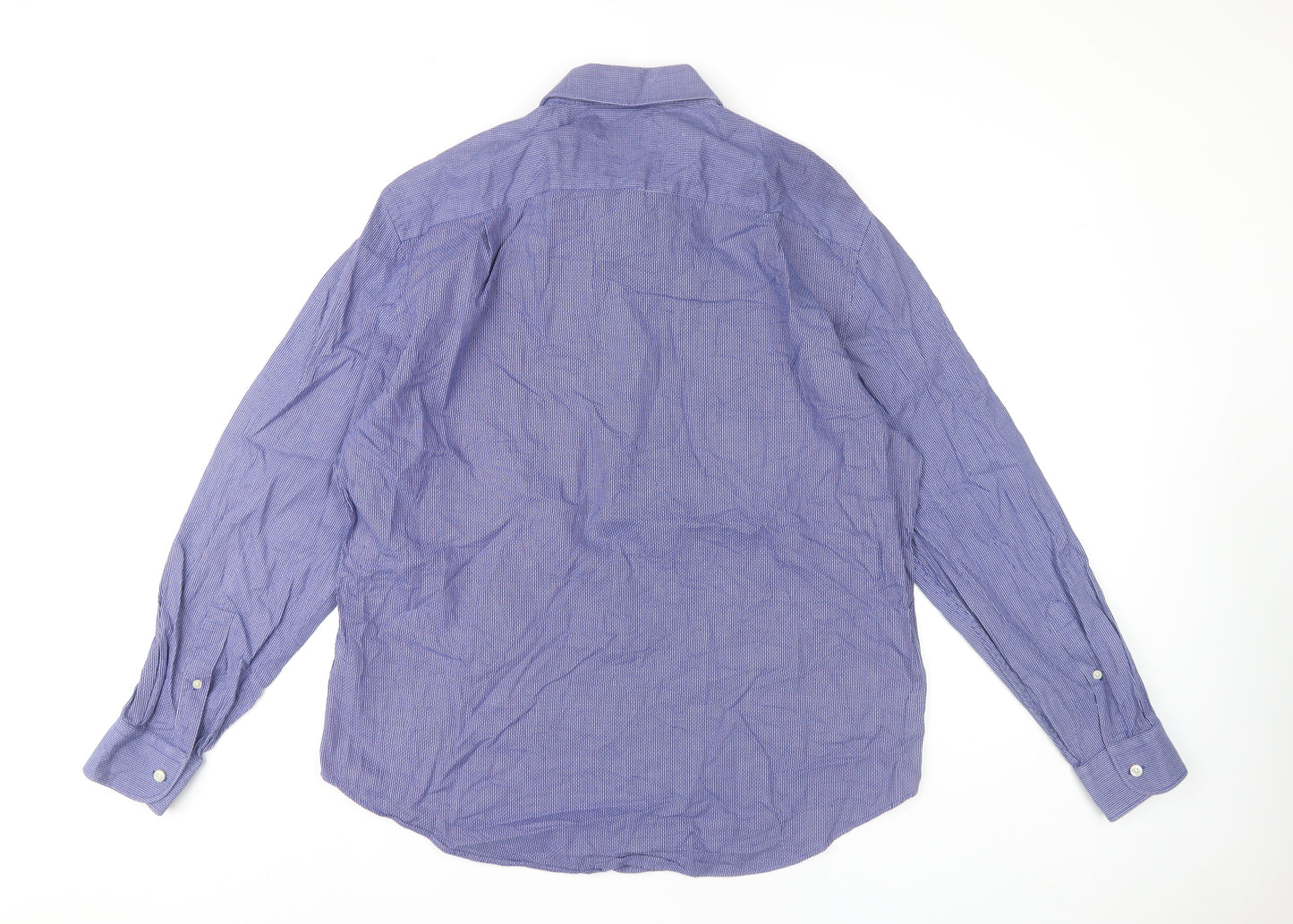 Jaeger Men’s Purple Geometric Cotton Regular Fit Dress Shirt XL 17in
