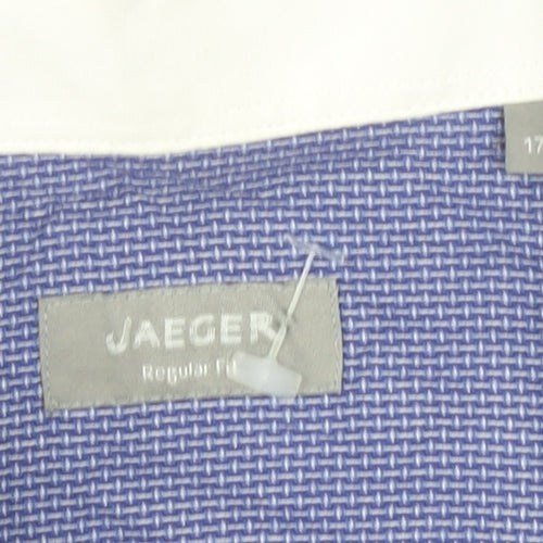 Jaeger Men’s Purple Geometric Cotton Regular Fit Dress Shirt XL 17in