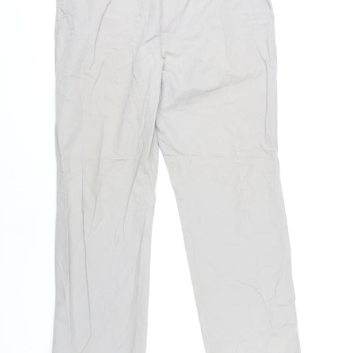 Marks and Spencer Men’s Grey Chino Trousers 36W 30L Regular Fit Cotton