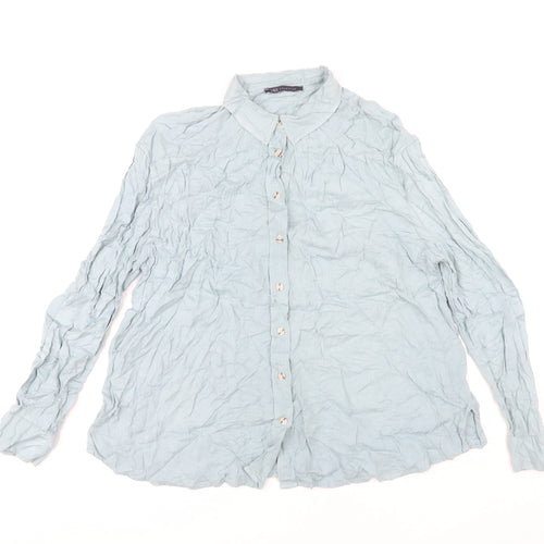 Marks and Spencer Women’s Blue Viscose Long Sleeve Button-Up Shirt Size 14