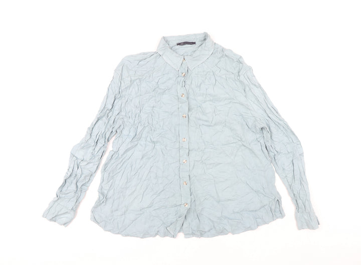 Marks and Spencer Women’s Blue Viscose Long Sleeve Button-Up Shirt Size 14