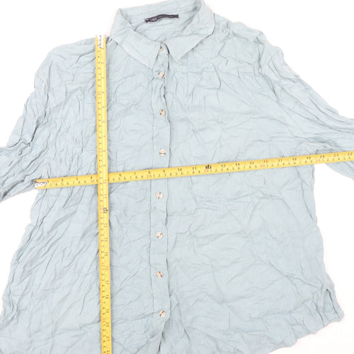 Marks and Spencer Women’s Blue Viscose Long Sleeve Button-Up Shirt Size 14