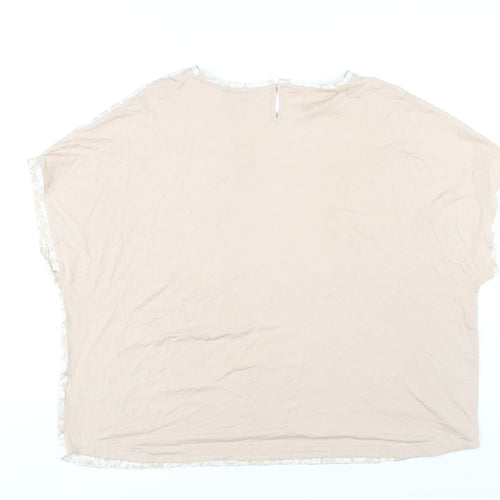 Marks and Spencer Women Beige Floral Blouse Size 24 Plus Short Sleeve