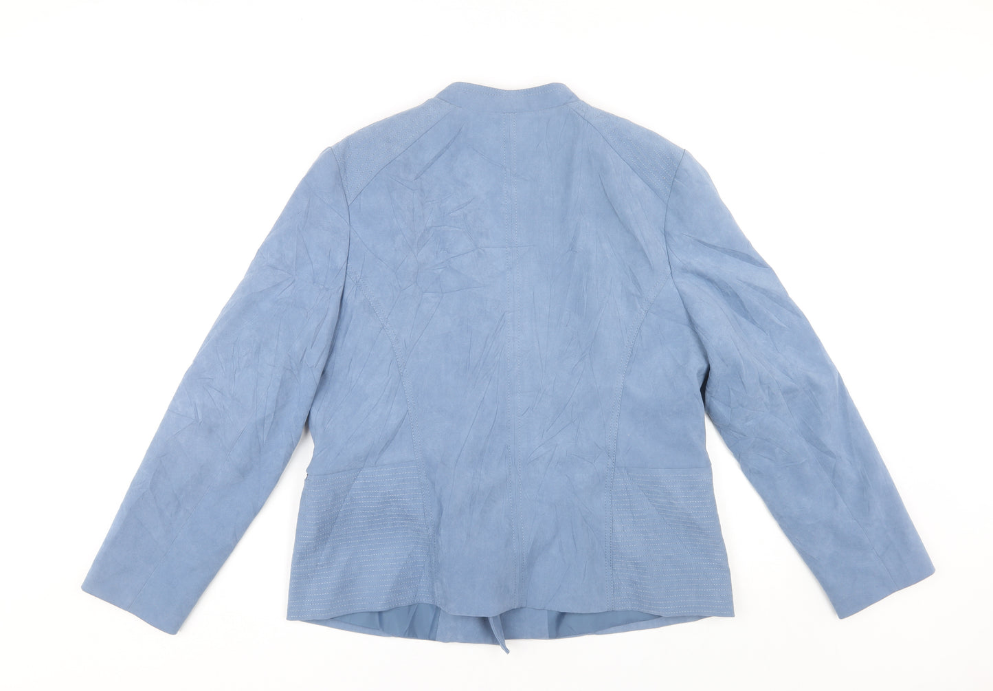 Bonmarché Women’s Blue Biker Jacket Size 16 Mid-Length Lined Zip