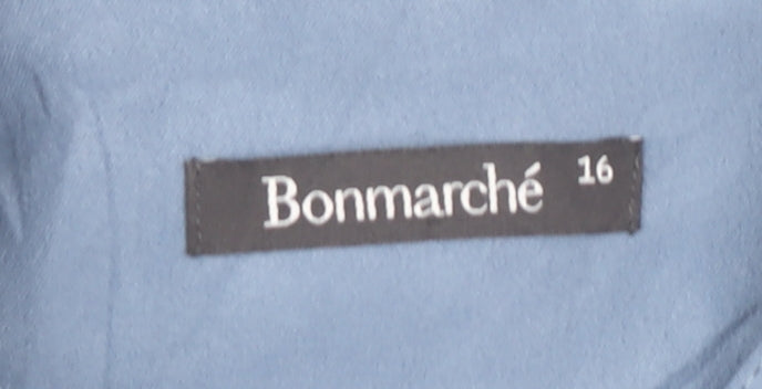 Bonmarché Women’s Blue Biker Jacket Size 16 Mid-Length Lined Zip