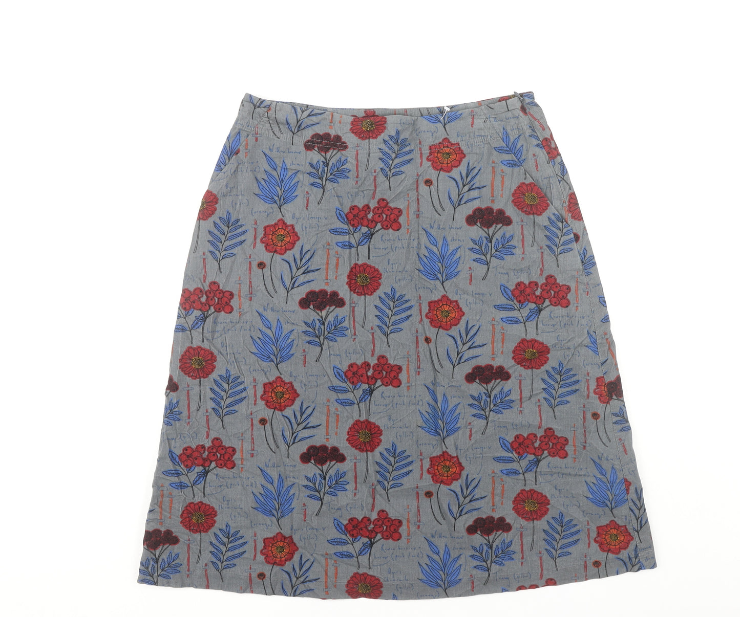 Seasalt Cornwall Women’s Grey Floral A-Line Knee Length Skirt Size 12