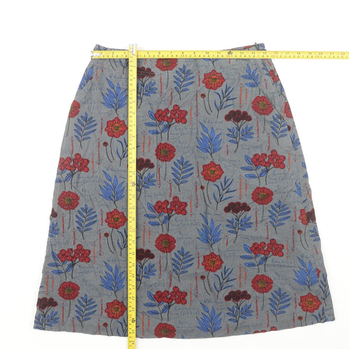 Seasalt Cornwall Women’s Grey Floral A-Line Knee Length Skirt Size 12