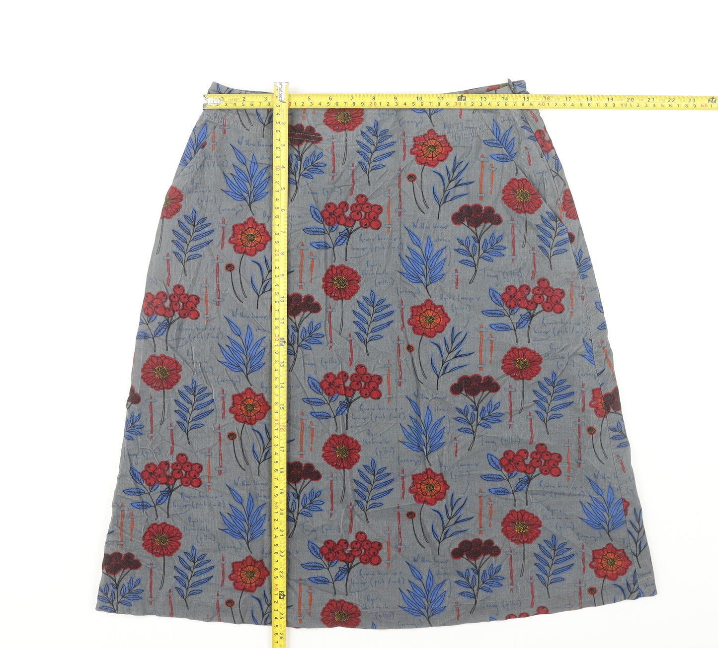 Seasalt Cornwall Women’s Grey Floral A-Line Knee Length Skirt Size 12