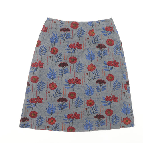 Seasalt Cornwall Women’s Grey Floral A-Line Knee Length Skirt Size 12