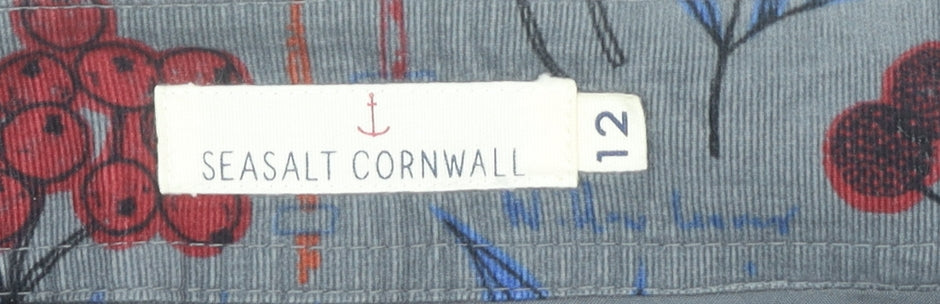 Seasalt Cornwall Women’s Grey Floral A-Line Knee Length Skirt Size 12