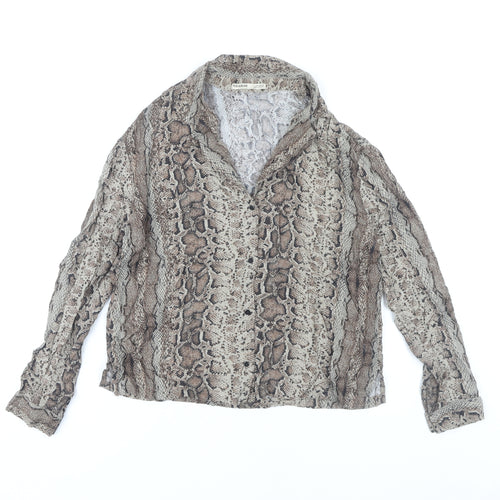 PULL&BEAR Women’s Brown Snake Print Viscose Blouse S