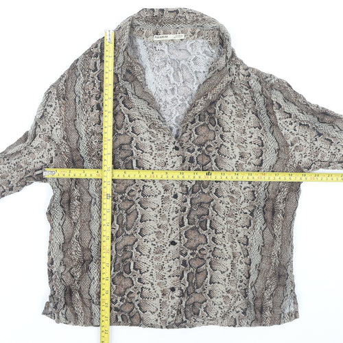 PULL&BEAR Women’s Brown Snake Print Viscose Blouse S