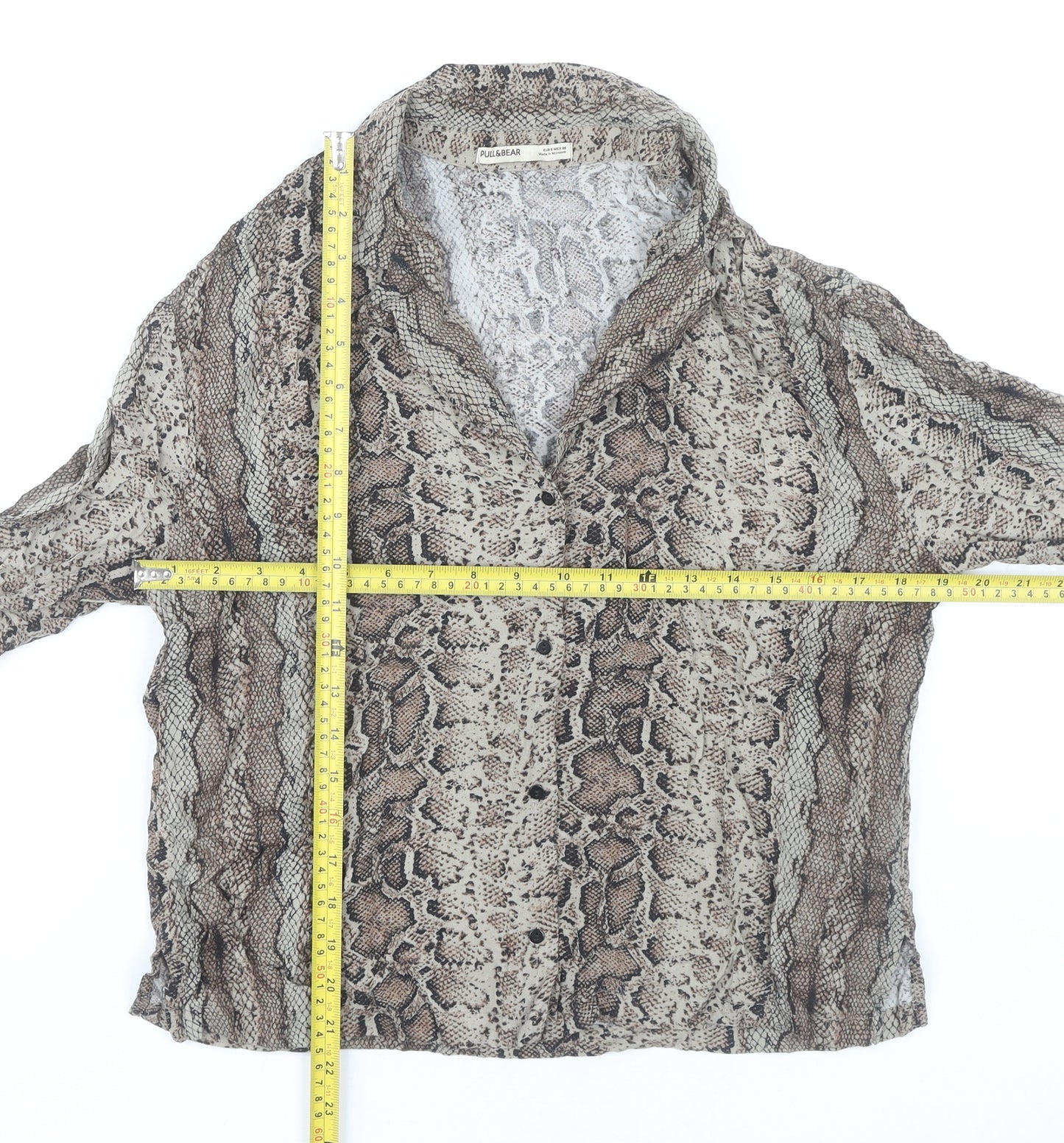 PULL&BEAR Women’s Brown Snake Print Viscose Blouse S