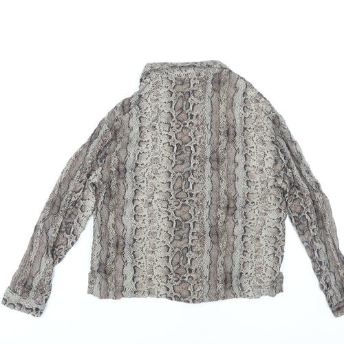 PULL&BEAR Women’s Brown Snake Print Viscose Blouse S
