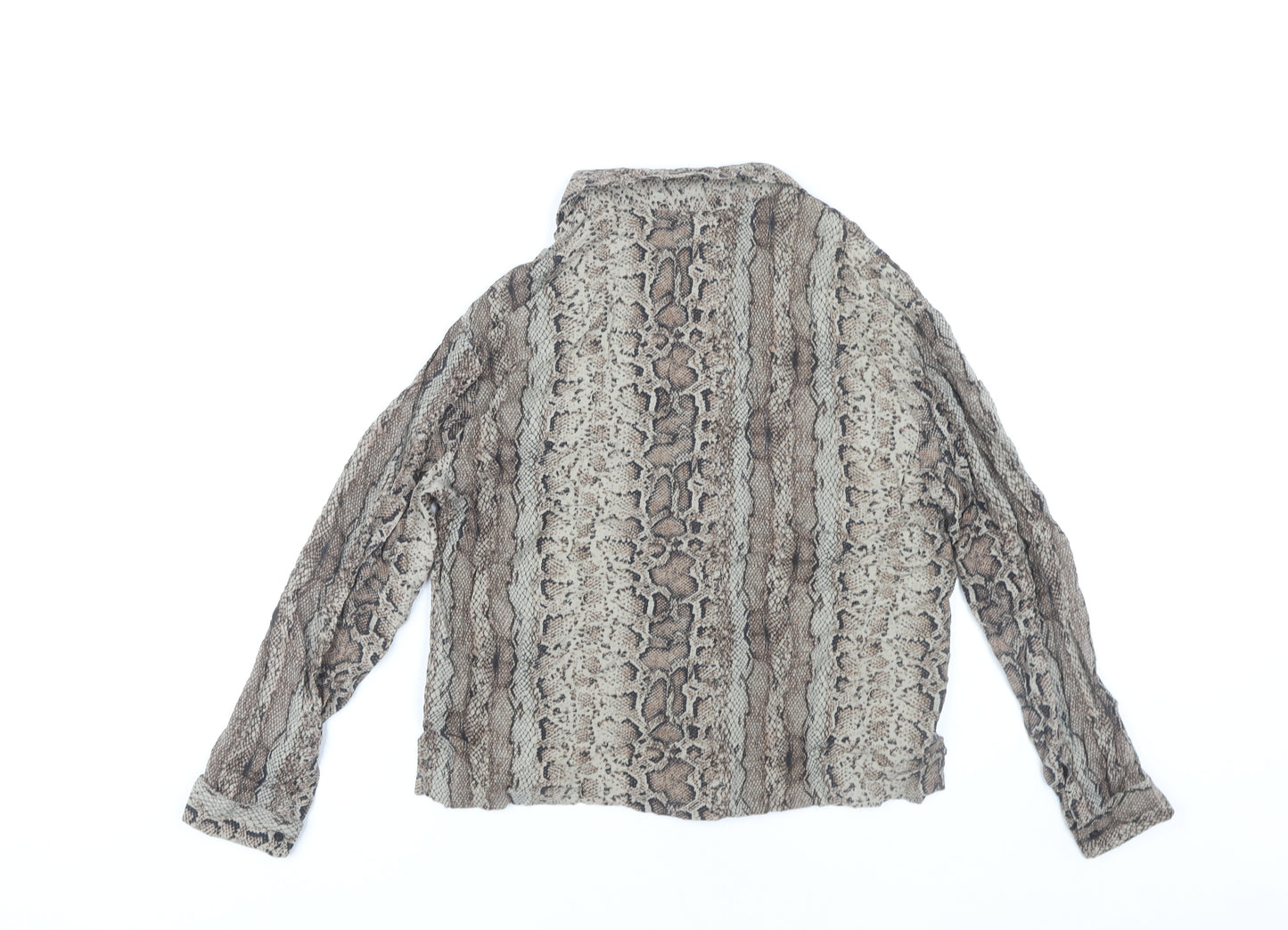 PULL&BEAR Women’s Brown Snake Print Viscose Blouse S
