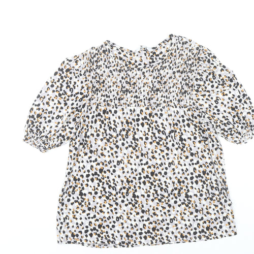 Next Women’s Multicolour Animal Print Puff Sleeve Tunic Blouse UK 12