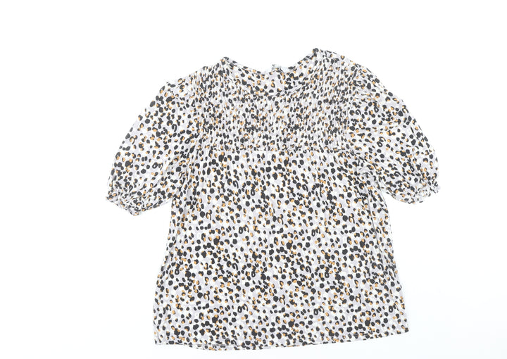 Next Women’s Multicolour Animal Print Puff Sleeve Tunic Blouse UK 12
