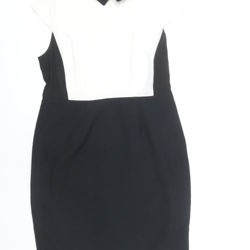 Dorothy Perkins Women Black Colourblock Sheath Dress Size 14