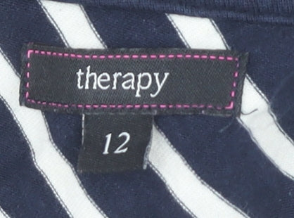Therapy Women’s Blue White Striped Fit & Flare Dress Size 12