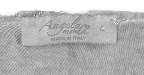 Angela Moda Women’s Grey Floral Lace Tunic Blouse L