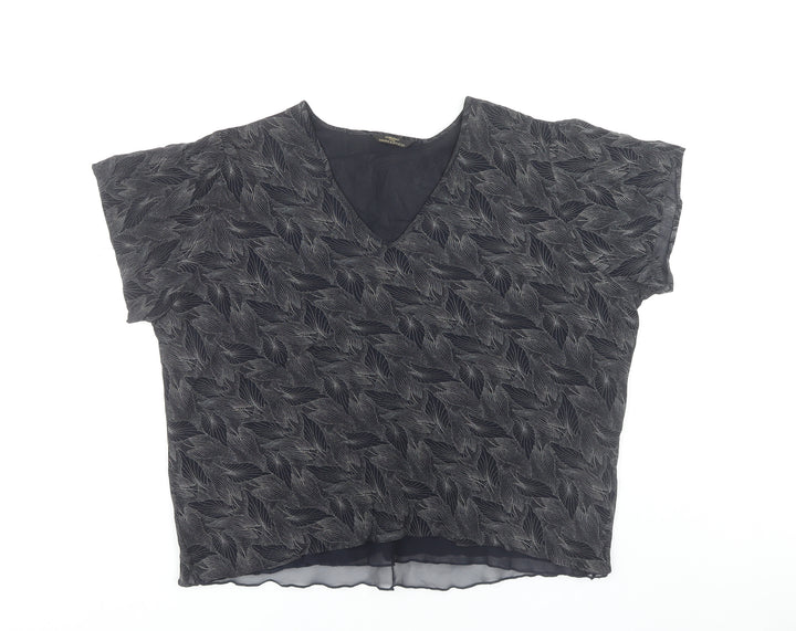 Marks and Spencer Women’s Black Viscose V-Neck Blouse Size 20 Vintage