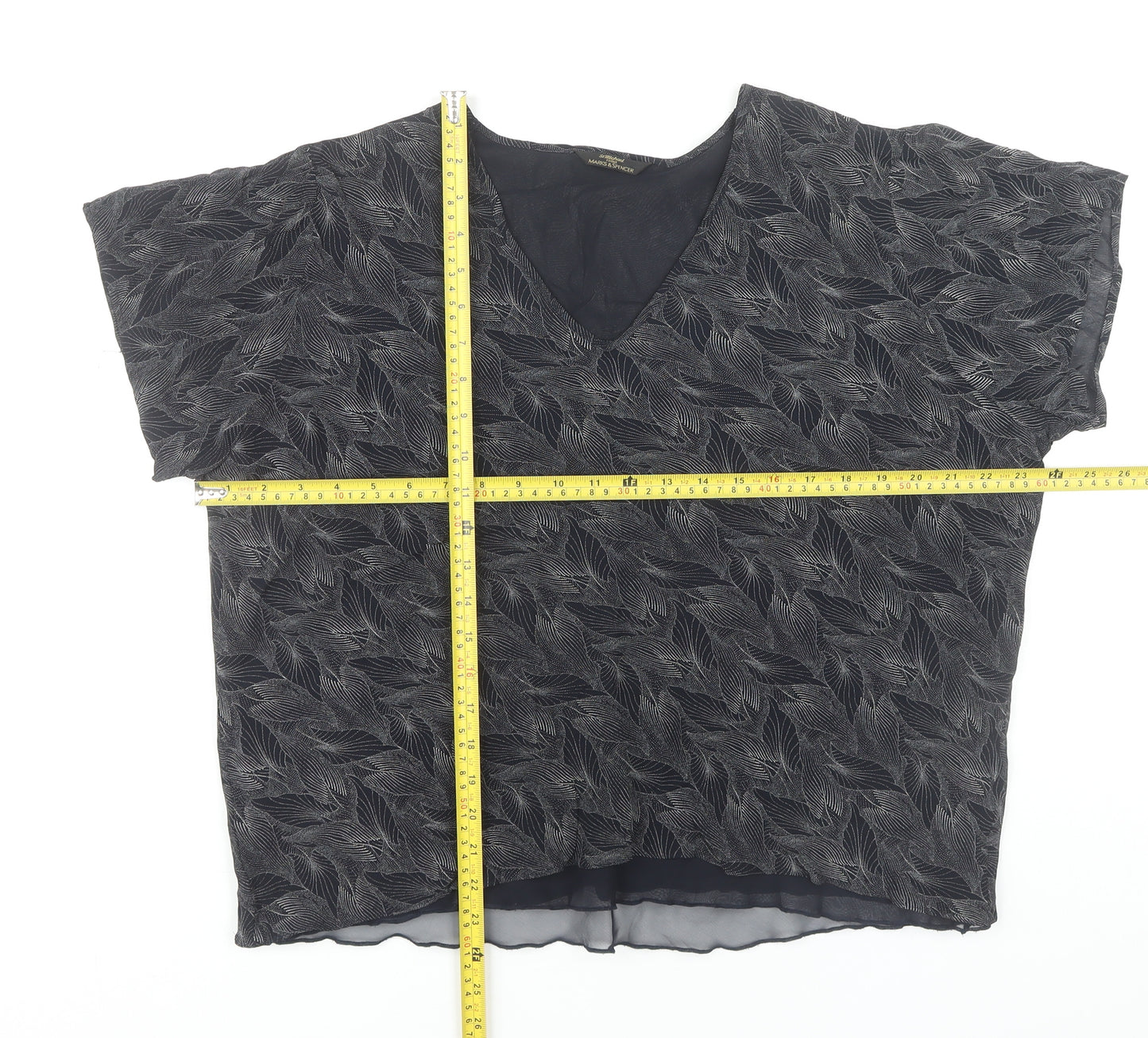 Marks and Spencer Women’s Black Viscose V-Neck Blouse Size 20 Vintage