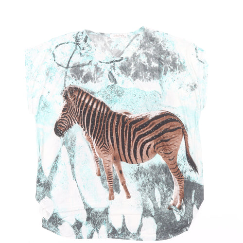 Lucky Style Women’s Multicoloured Zebra Print Short Sleeve T-Shirt XL
