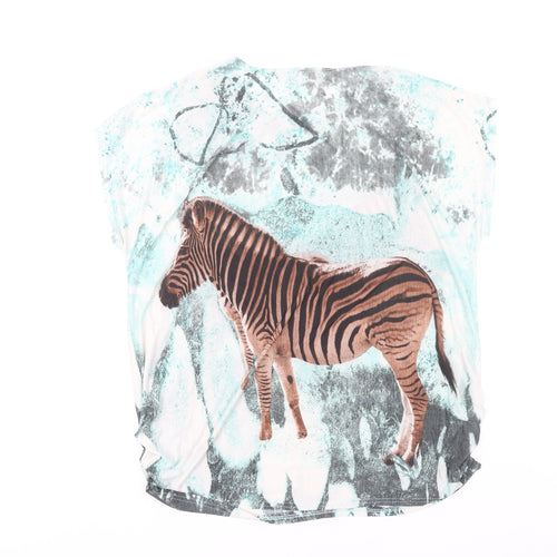 Lucky Style Women’s Multicoloured Zebra Print Short Sleeve T-Shirt XL