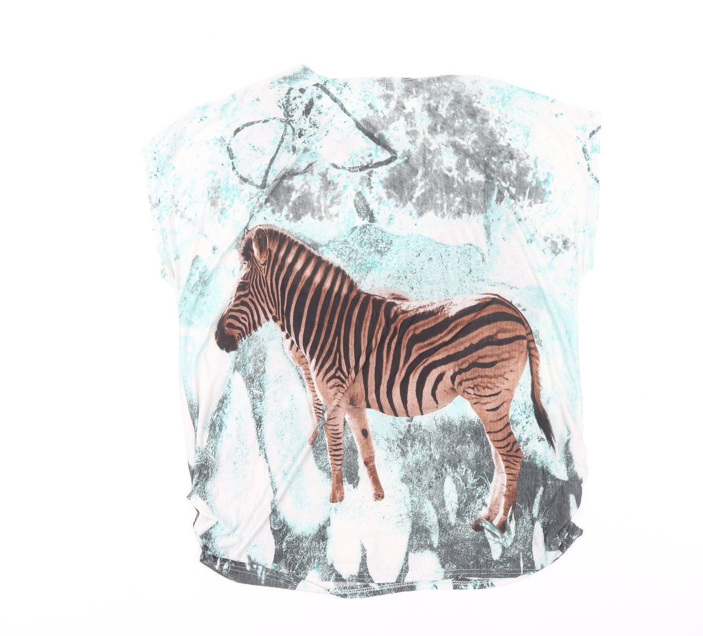 Lucky Style Women’s Multicoloured Zebra Print Short Sleeve T-Shirt XL