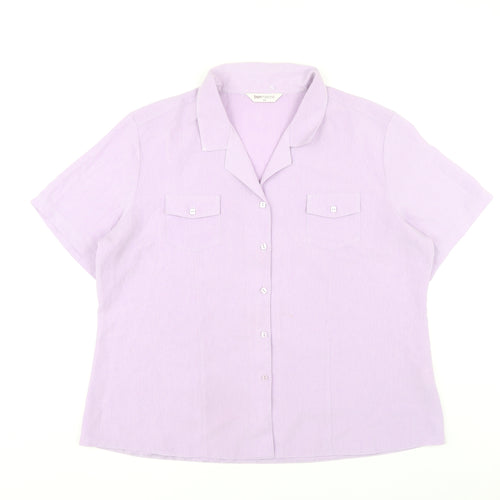 Bonmarché Women’s Purple Button-Up Shirt Size 22 Plus Short Sleeve