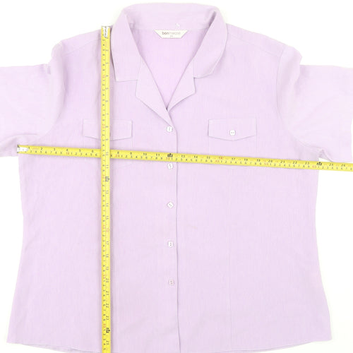 Bonmarché Women’s Purple Button-Up Shirt Size 22 Plus Short Sleeve