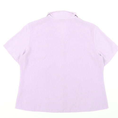 Bonmarché Women’s Purple Button-Up Shirt Size 22 Plus Short Sleeve