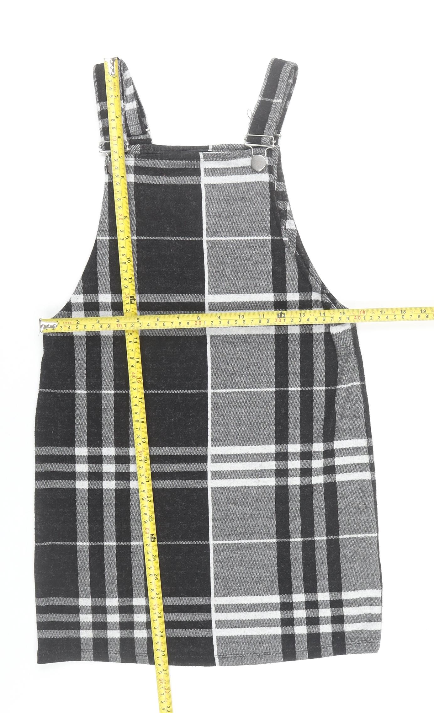 Select Women’s Black Check Pinafore Dress Size 6 Adjustable Straps