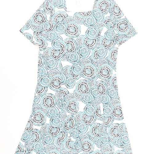 TIGI Women's Blue Geometric A-Line Knee Length Dress Size 18
