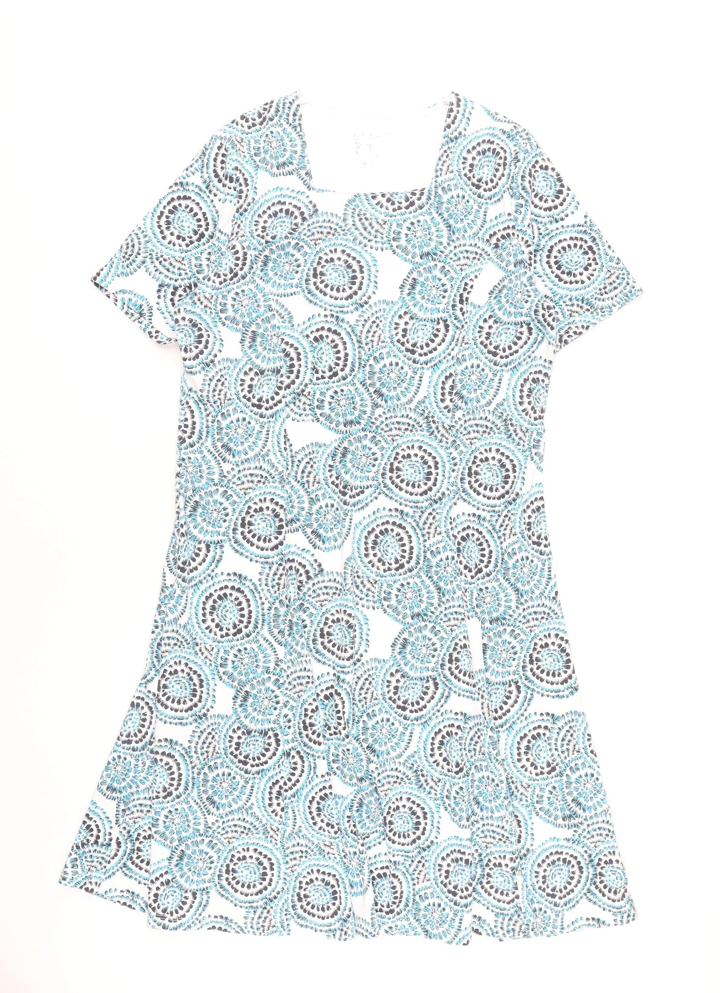 TIGI Women's Blue Geometric A-Line Knee Length Dress Size 18