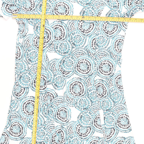TIGI Women's Blue Geometric A-Line Knee Length Dress Size 18