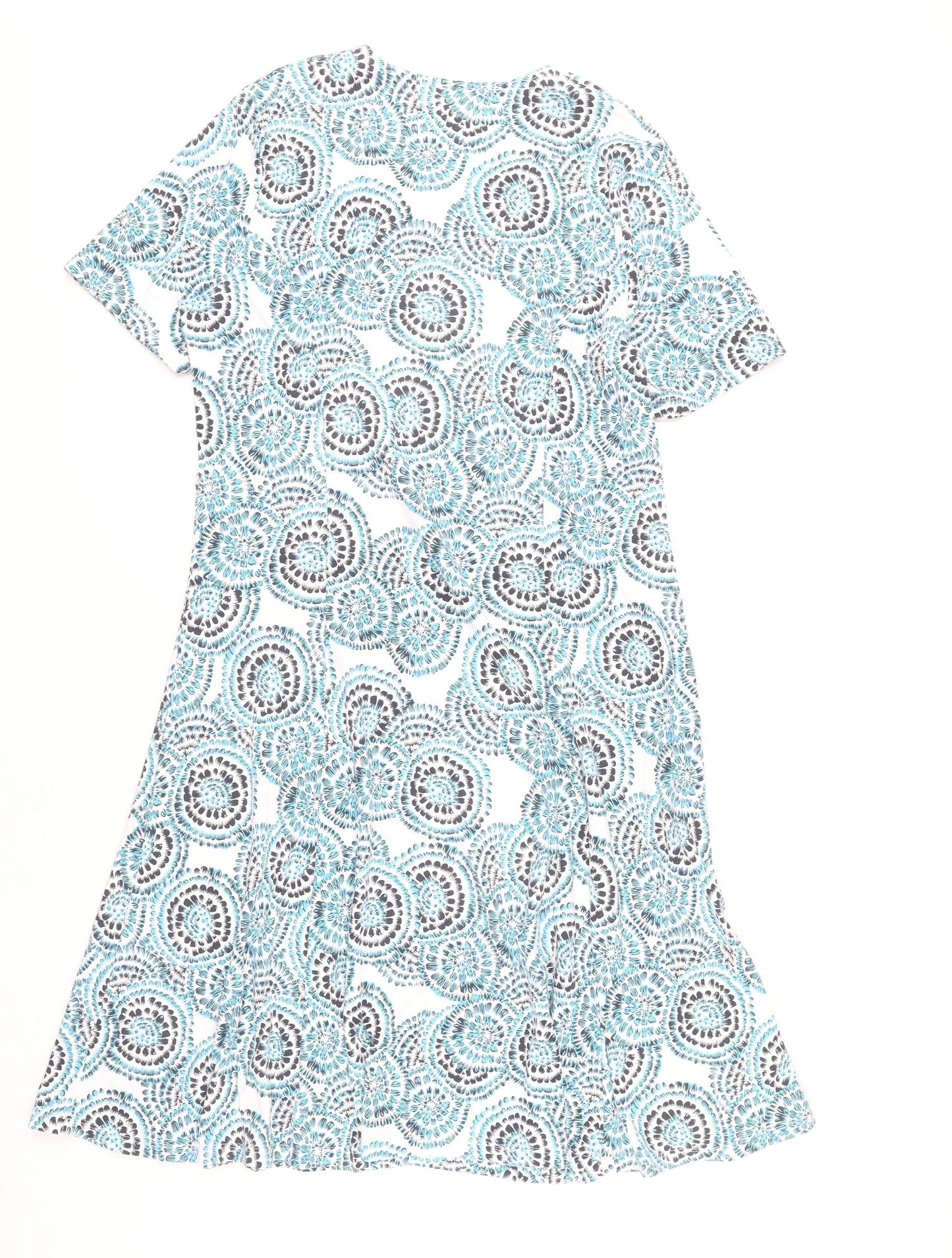 TIGI Women's Blue Geometric A-Line Knee Length Dress Size 18