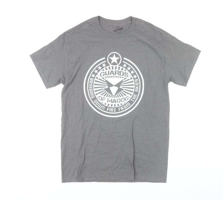 Bathroom Wall T-Shirts Men's Grey Graphic Print Crew Neck Tee M